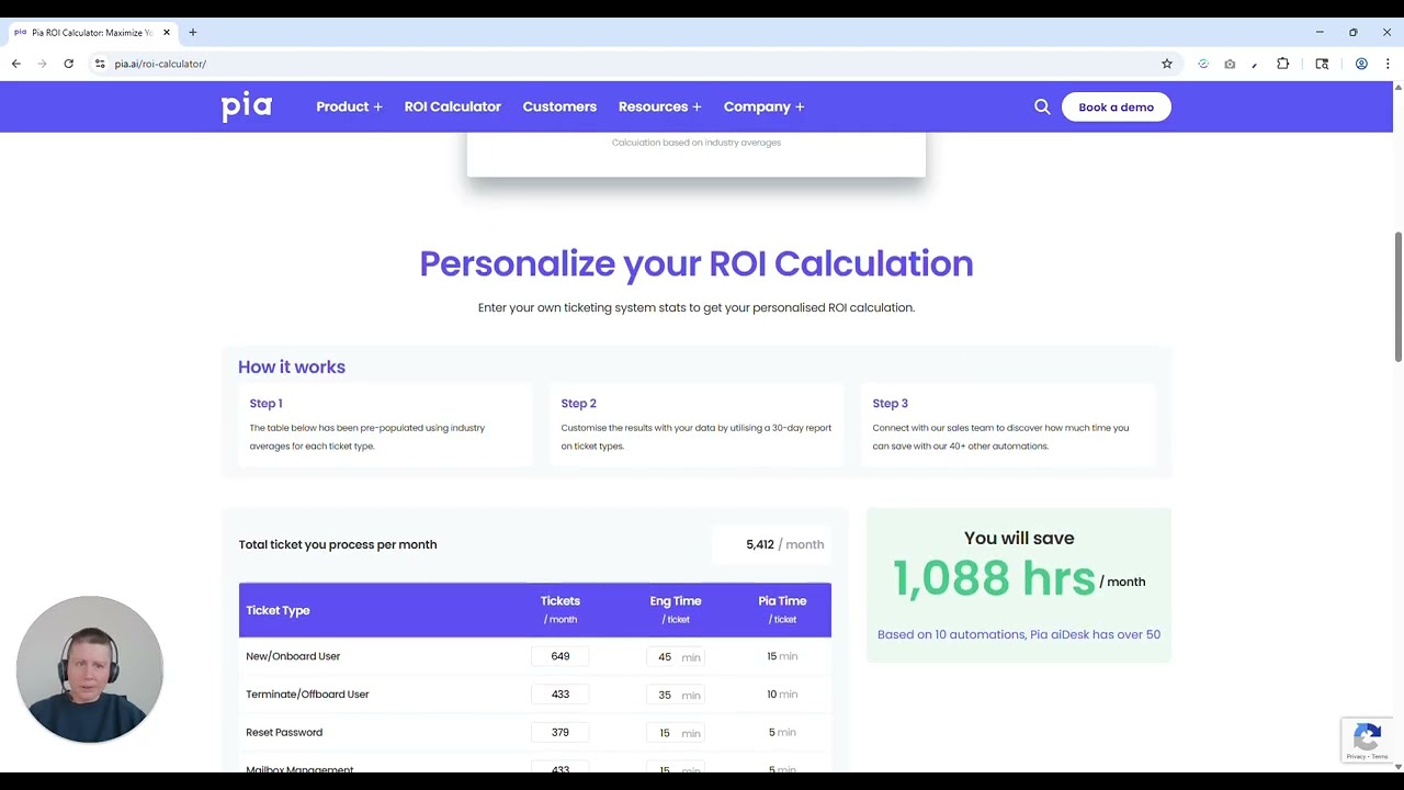 Swipe file |  Pia's credible ROI calculator