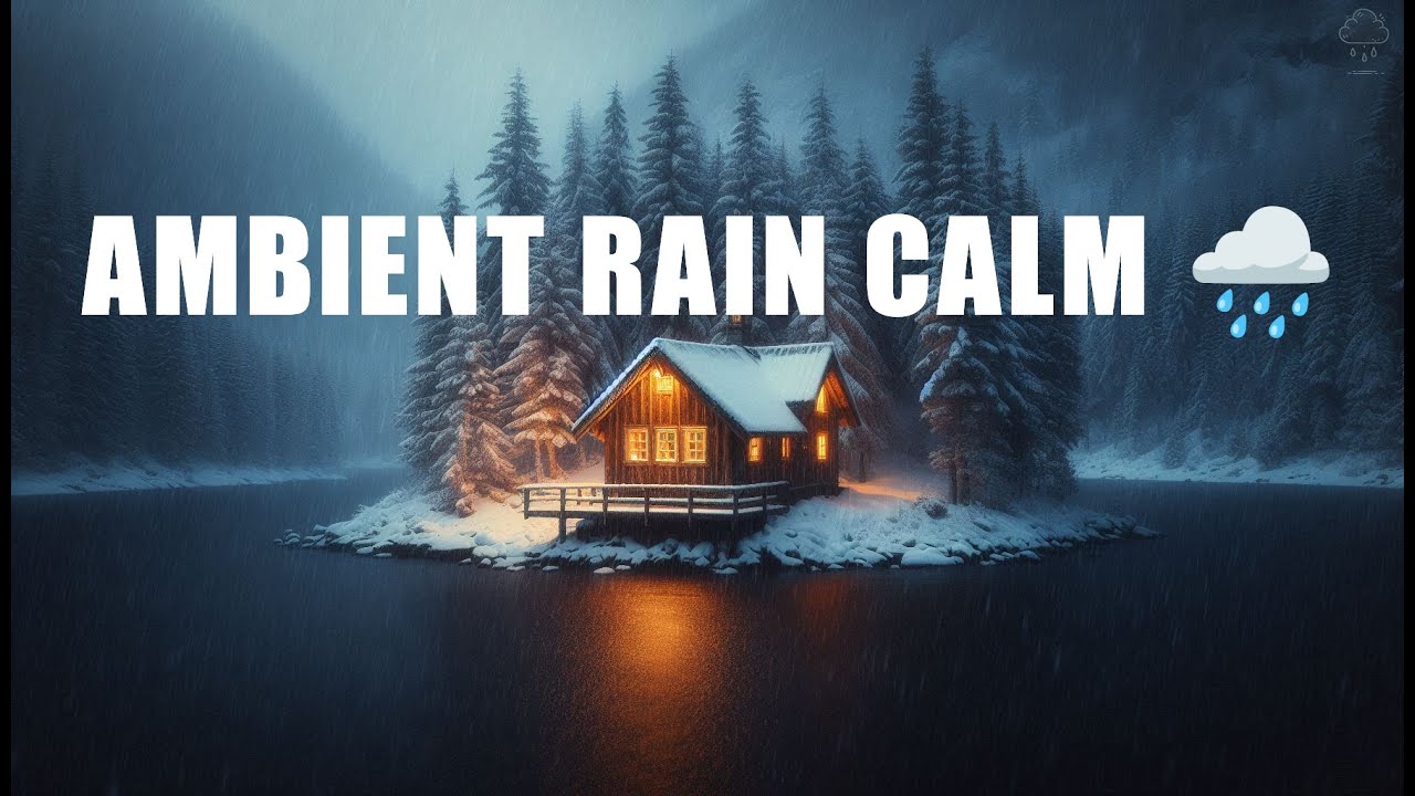 8 HOURS of Quiet Night Calm | 🌧️🏔️Rainfall at a Frozen Lake Cabin