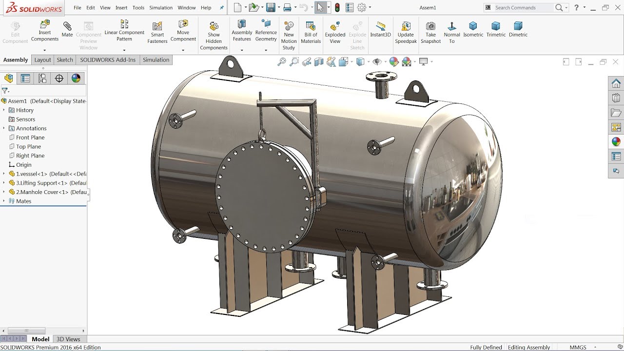 Solidworks tutorial Design of  Pressure Vessel