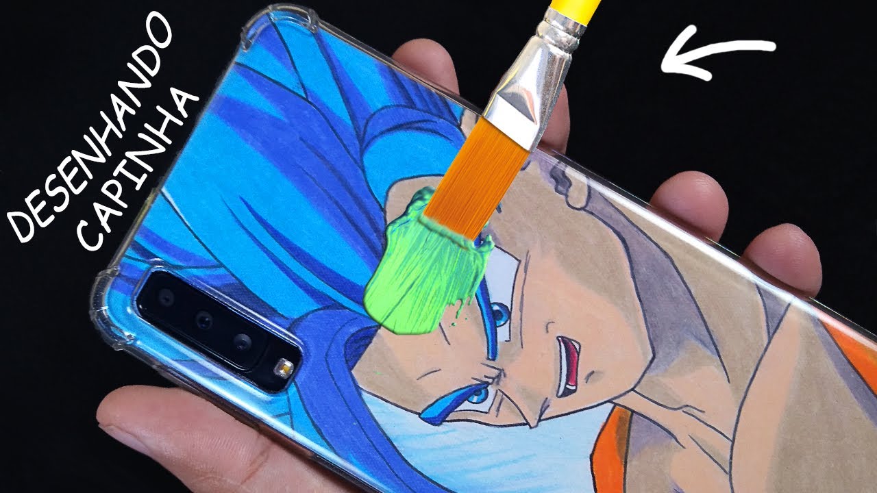 CUSTOMIZEI ! a Capinha do Meu CELULAR Desenhando GOKU BLUE , Dragon Ball Super | ANIME