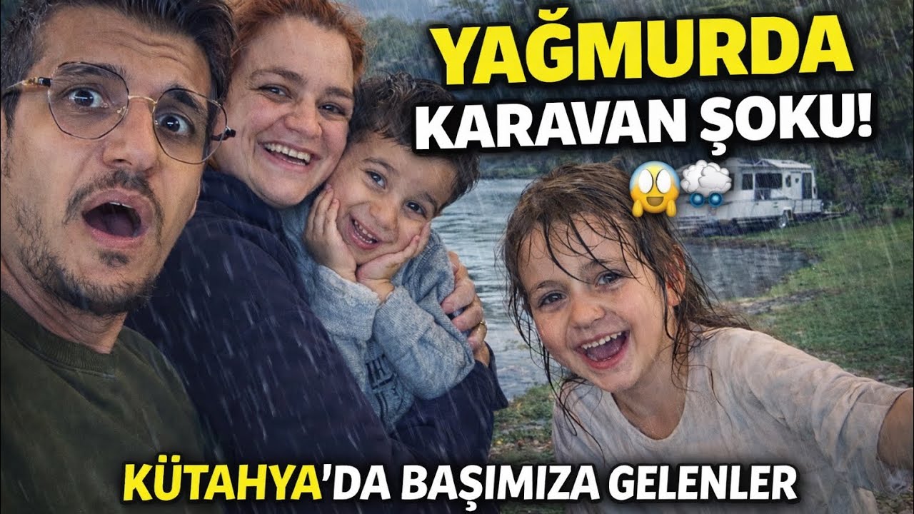 Karavanla Kütahya Park Macerası! 🌧️ Yağmur, Göl Manzarası ve Islanan Çocuklar 😂 #karavan #campping 