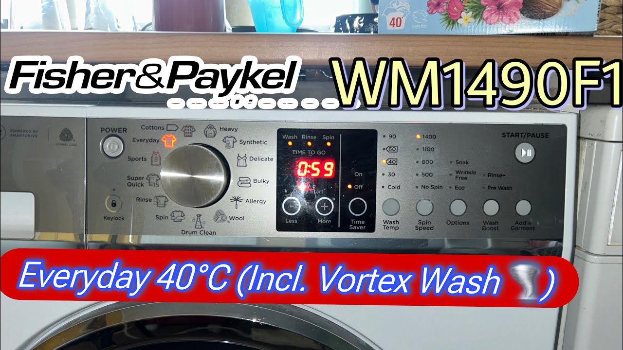 Fisher & Paykel WM1490F1 - Everyday 40ºC (𝑰𝒏𝒄𝒍  𝑽𝒐𝒓𝒕𝒆𝒙 𝑾𝒂𝒔𝒉!)