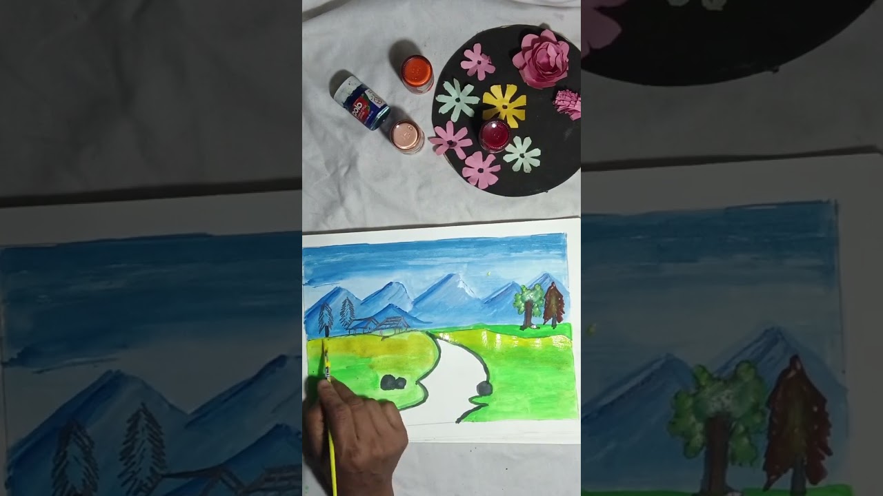 How to easy draw a nature.....#watercolorpainting 