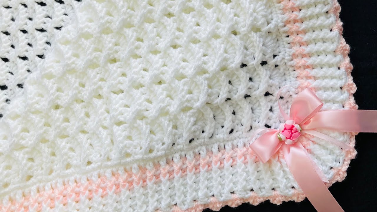 Manta Olas en Relieve para Bebé a Crochet Paso a Paso Conchitas en 3D SÚPER FÁCIL PARA PRINCIPIANTES