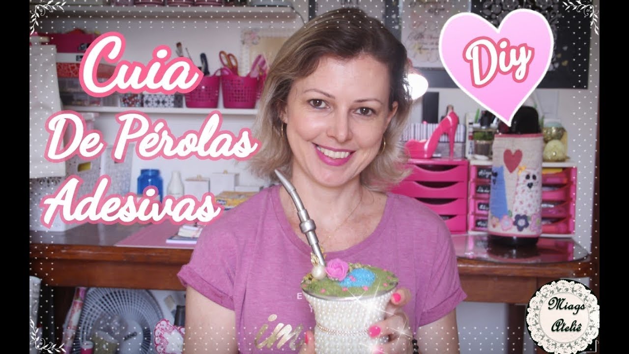 Cuia de Chimarrão com Pérolas Adesivas 🎆/ Diy/ Como fazer💗