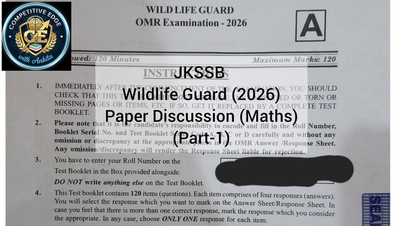 JKSSB Wildlife Guard Today’s Paper Discussion | Maths (Part-1) 