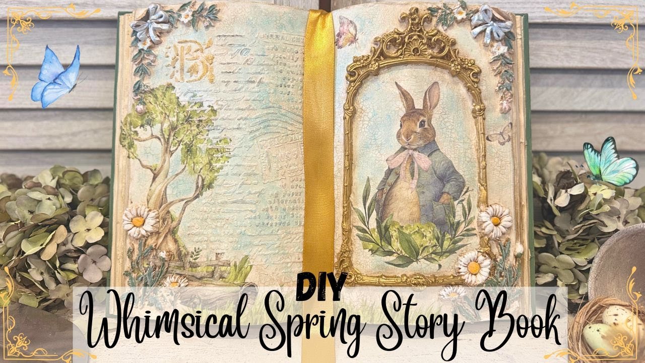 DIY Whimsical Spring Story Book Decor using New Redesign Transfers & Moulds | Thrift Flip