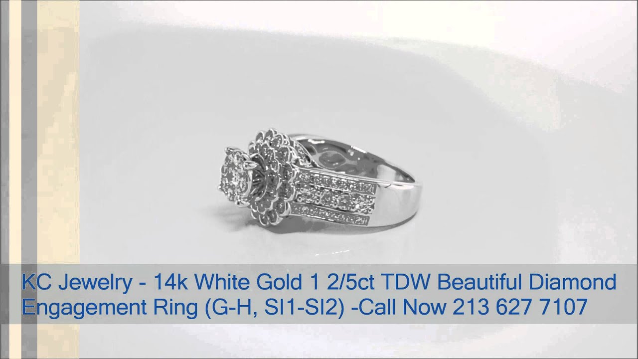 14k White Gold 1 2/5ct TDW Beautiful Diamond Engagement Ring- KC Jewelry