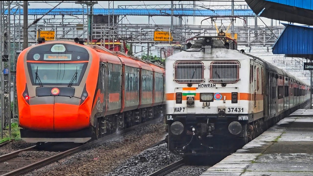 High speed train in rain : Dangerous WAP7 : Rajdhani Duronto Shatabdi Vande Bharat - Indian Railways