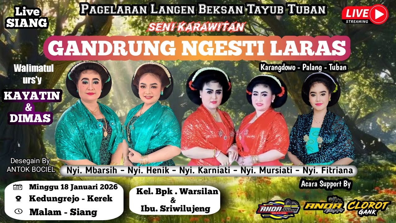 🔴 LIVE TAYUB SIANG '' GANDRUNG NGESTI LARAS '' KEL Bpk. Warsilan Ds. Puter Kec. Kerek 17 Jan 2026