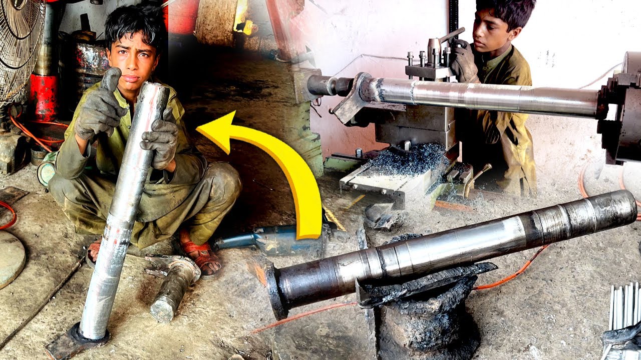 Repairing Process Of Excavator Boom Pin | Youngest mechanic repair excavator 