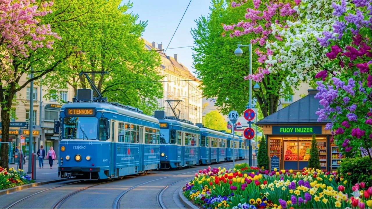 🌸 Wiosna w Zurychu &ndash; Kolorowe miasto w kwiecie 🇨🇭✨ Relaksujący spacer 4K 🌸