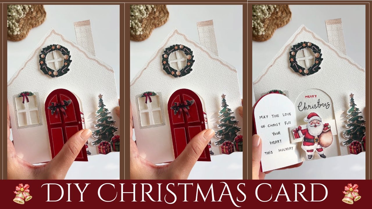 “DIY Christmas House Card 🎄✨ | Magical Pop-Up Christmas Surprise Card That Opens Like a Real Door!