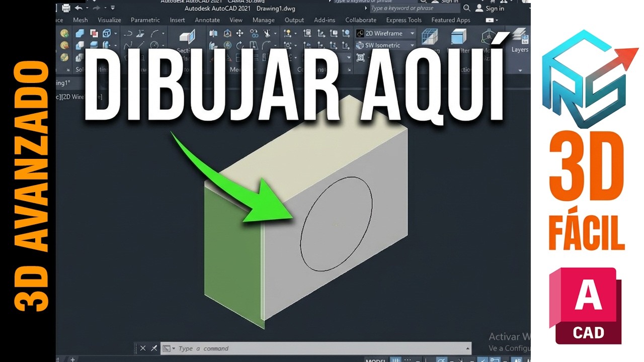 Dibujar sobre la cara de un sólido AutoCAD 3D