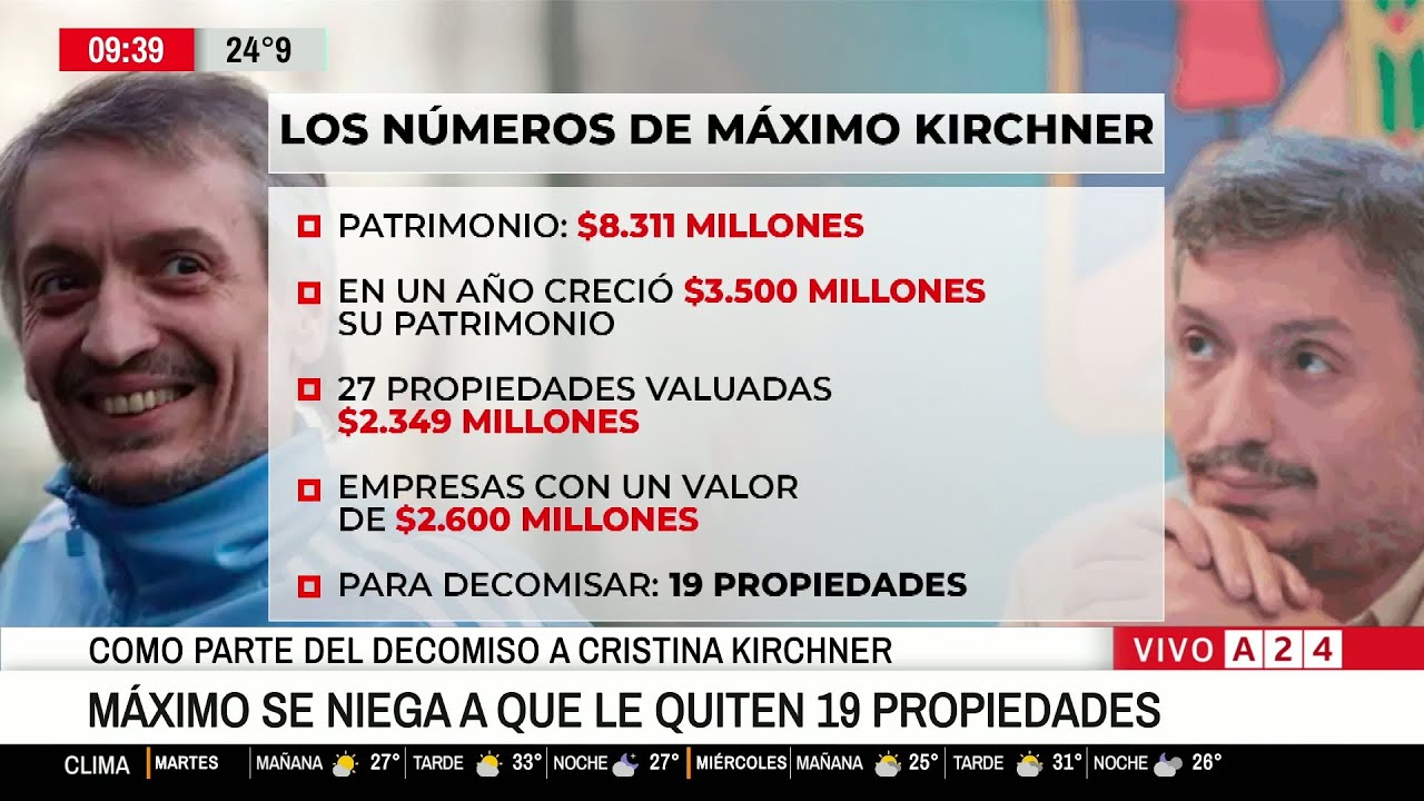 📢 MÁXIMO KIRCHNER SE NIEGA A QUE LE QUITEN 19 PROPIEDADES: ARGUMENTÓ ORIGEN LÍCITO