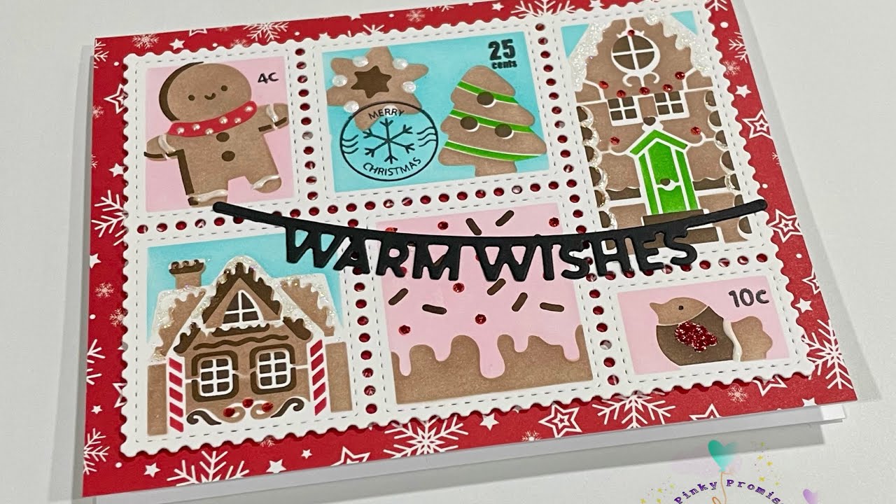Christmas In July-Waffle Flower Postage Collage Gingerbread Stencil