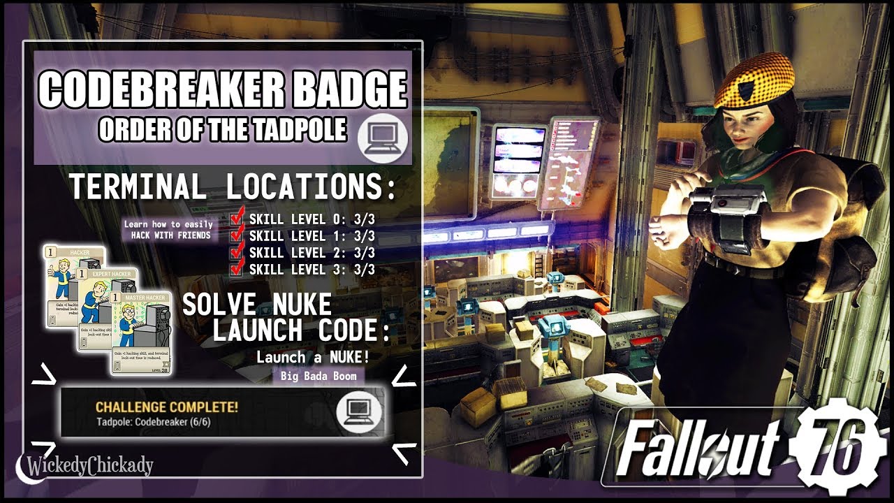 Codebreaker Badge in Fallout 76 | Order of the Tadpole | Fallout 76 Backpack | Terminal Locations