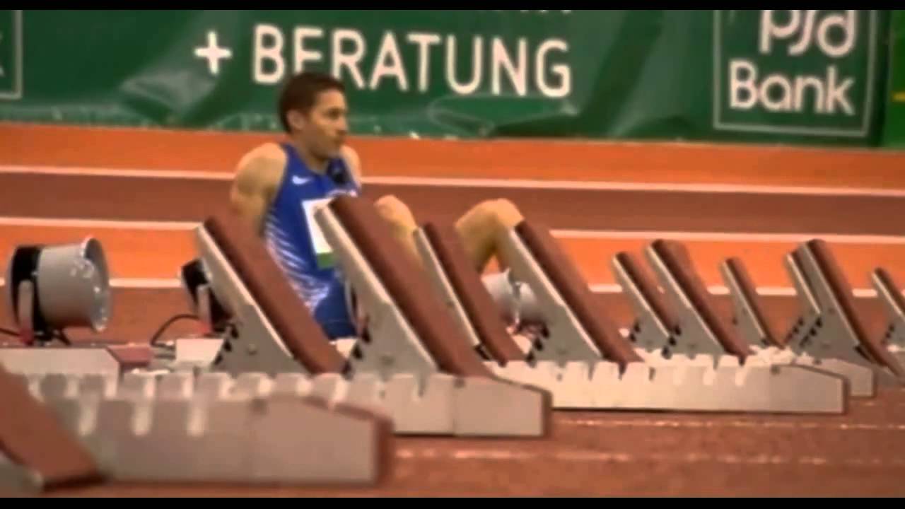 Athletics European Indoor. Dusseldorf 2016. Final. Winner Kim Collins (SKN)