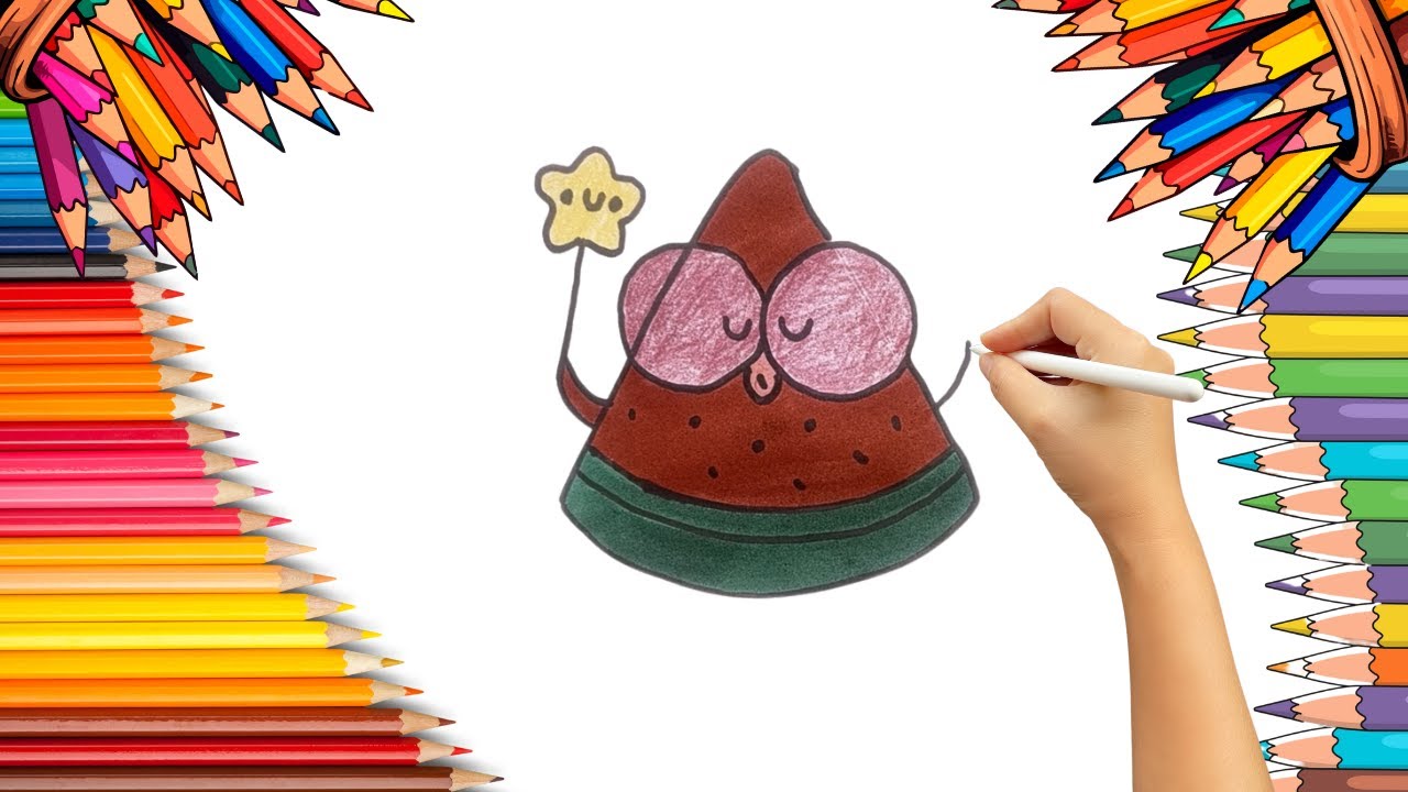 How To Draw cute Watermelon Drawing, Painting & Coloring For Kids and Toddlers_ Child Art 🐋🌈🎨
