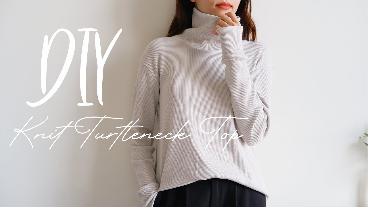 DIY Ribbed Knit Turtleneck Top From Scratch | High Neck Knit Top Sewing Tutorial