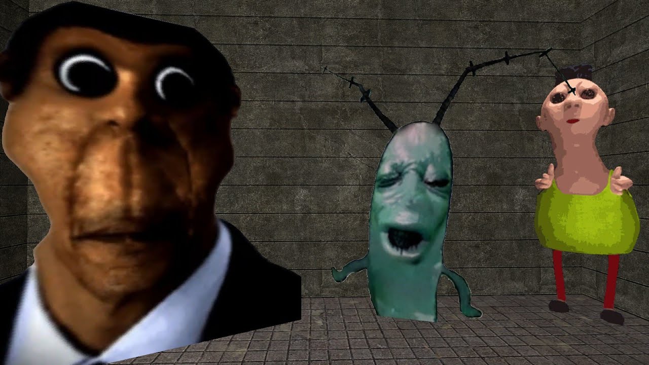 Plankton Aughh, Hamood Habibi And Obunga in The Hole Nextbot Gmod
