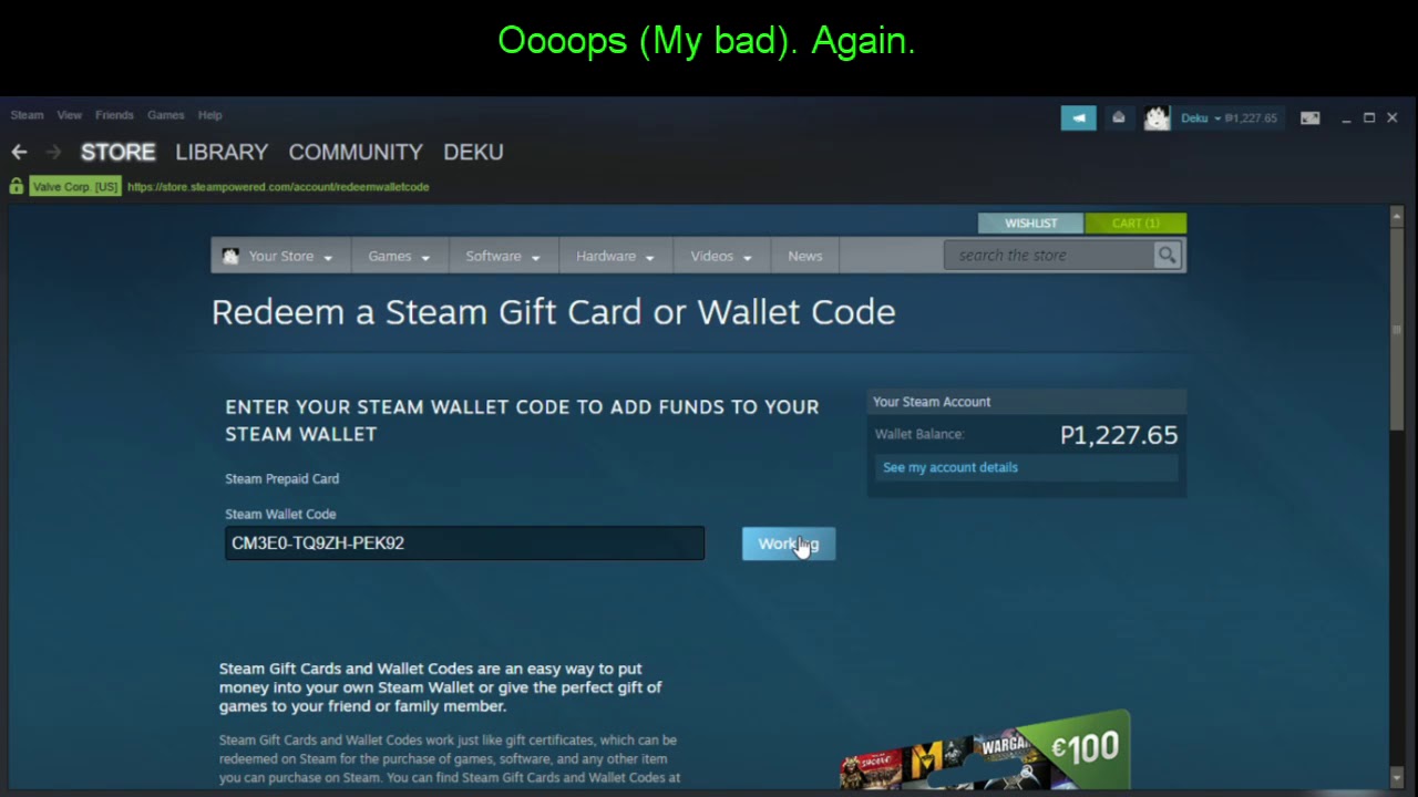 How to Top Up Steam Wallet using Steam Gift Card/Wallet Code after using Coins.Ph