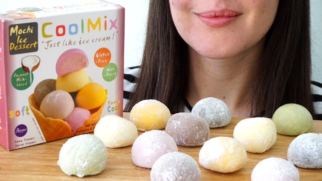 ASMR Eating Sounds: Mochi Ice Cream (Whispered) モチアイス
