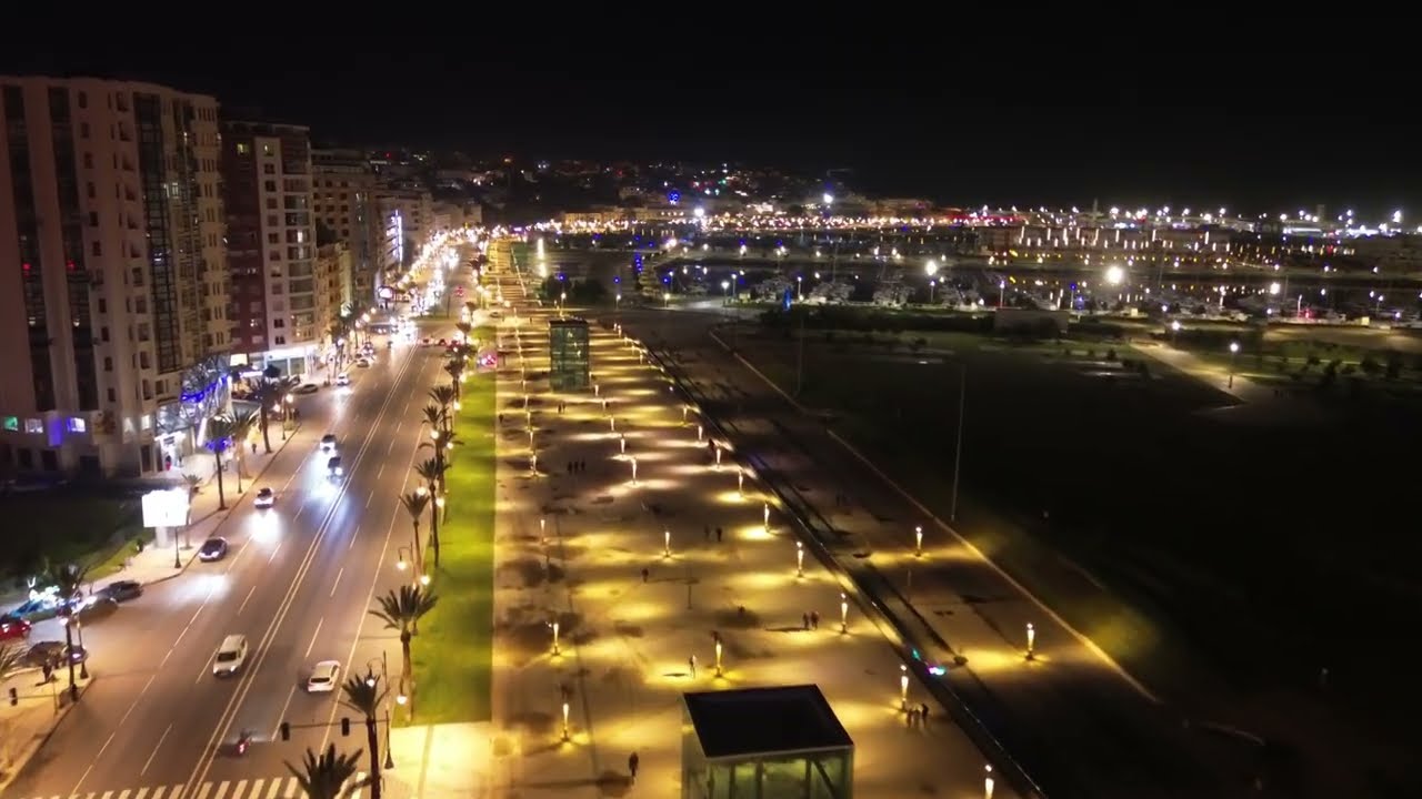 Tour en drone à Tanger Maroc 2025     طنجة ليلا، روعة