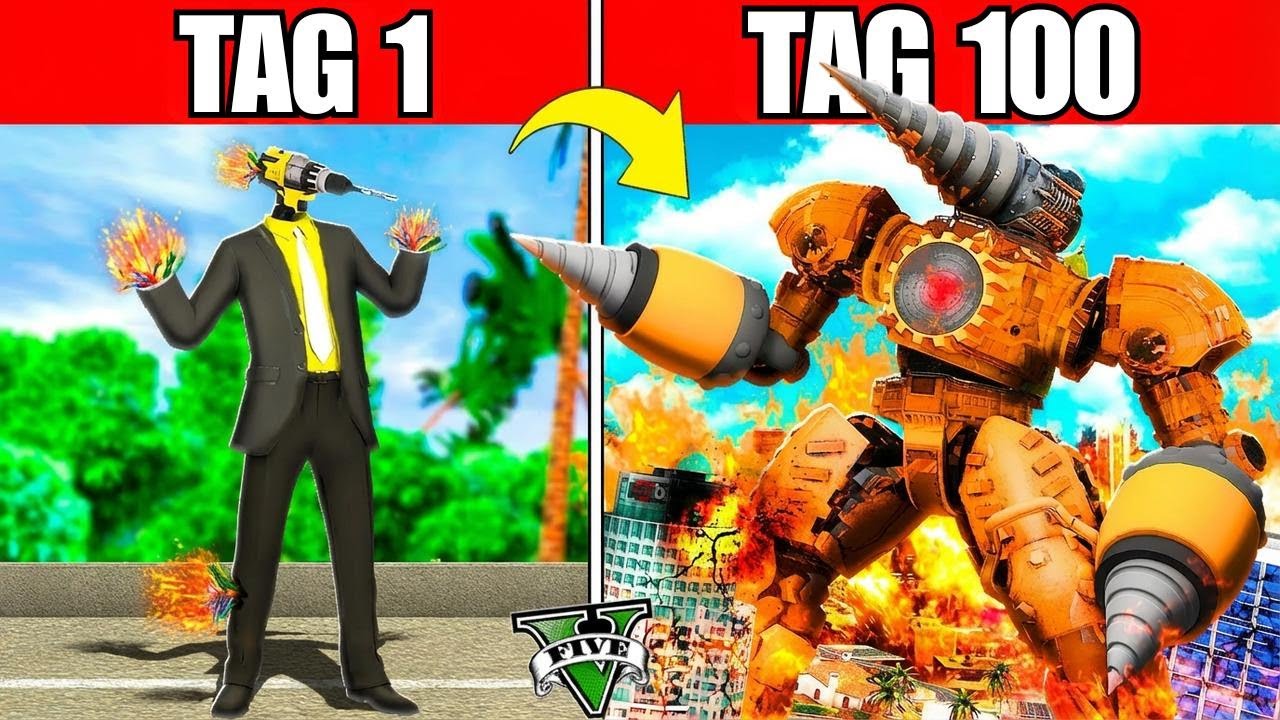 Ich habe 100 Tage als Drillman in GTA 5 überlebt! (Skibidi Toilet Mod)