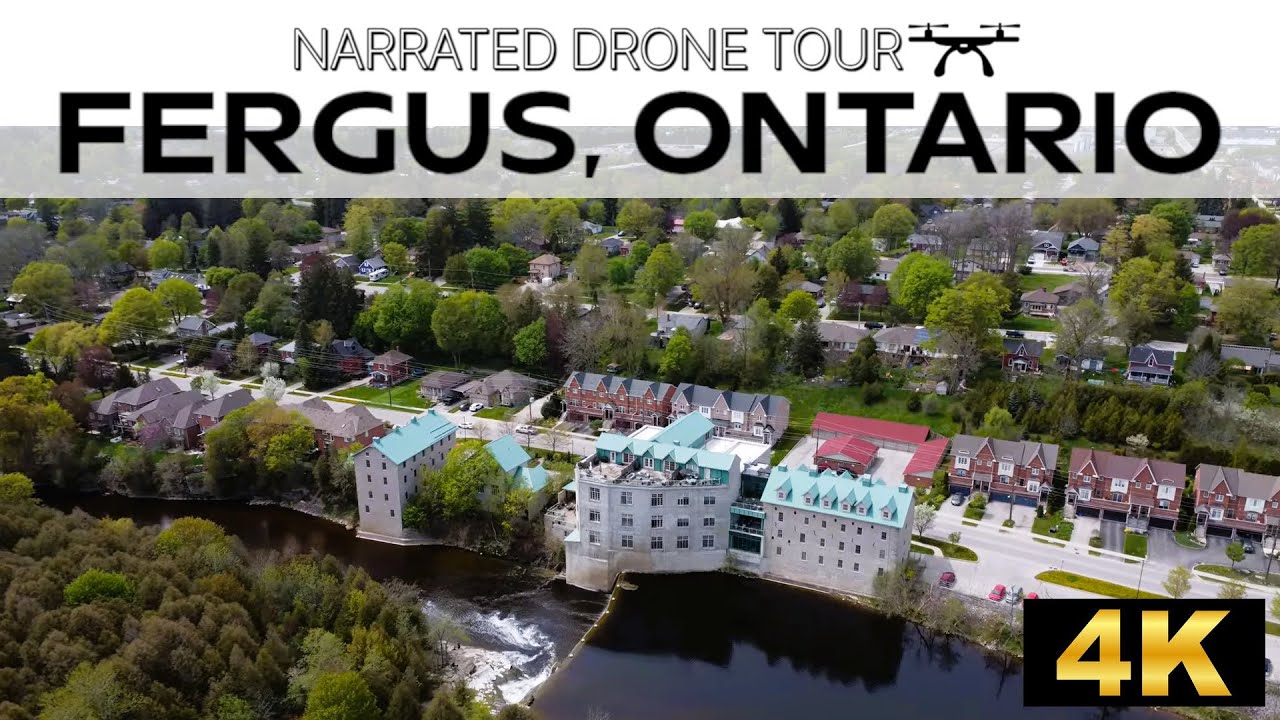 Fergus, Ontario in 4K: A Breathtaking Drone Tour Over Canada's Charming Town 🏰🌲