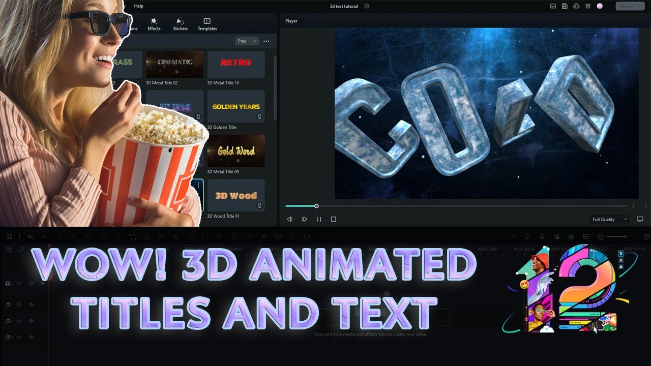 Мастер создания анимированных 3D-титров и текста в Wondershare Filmora 12: Простое руководство |