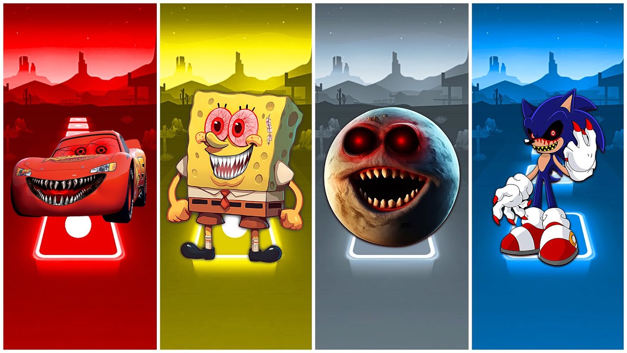 McQueen exe 🆚 SpongeBob exe 🆚 Lunar moon 🆚 Sonic exe | Coffin Dance cover!