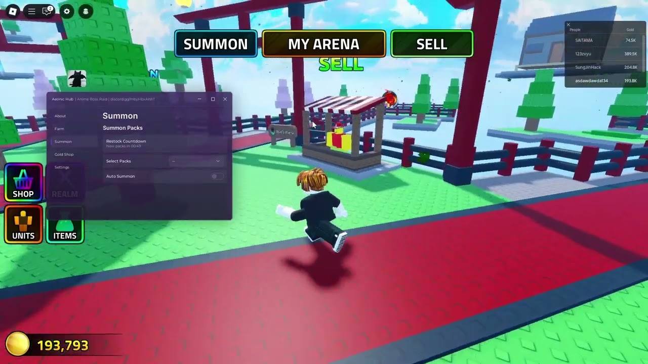 Fight Anime Bosses Script - Aeonic Hub | Auto Sell Items, Auto Sell Units, Auto Summon Packs | FREE