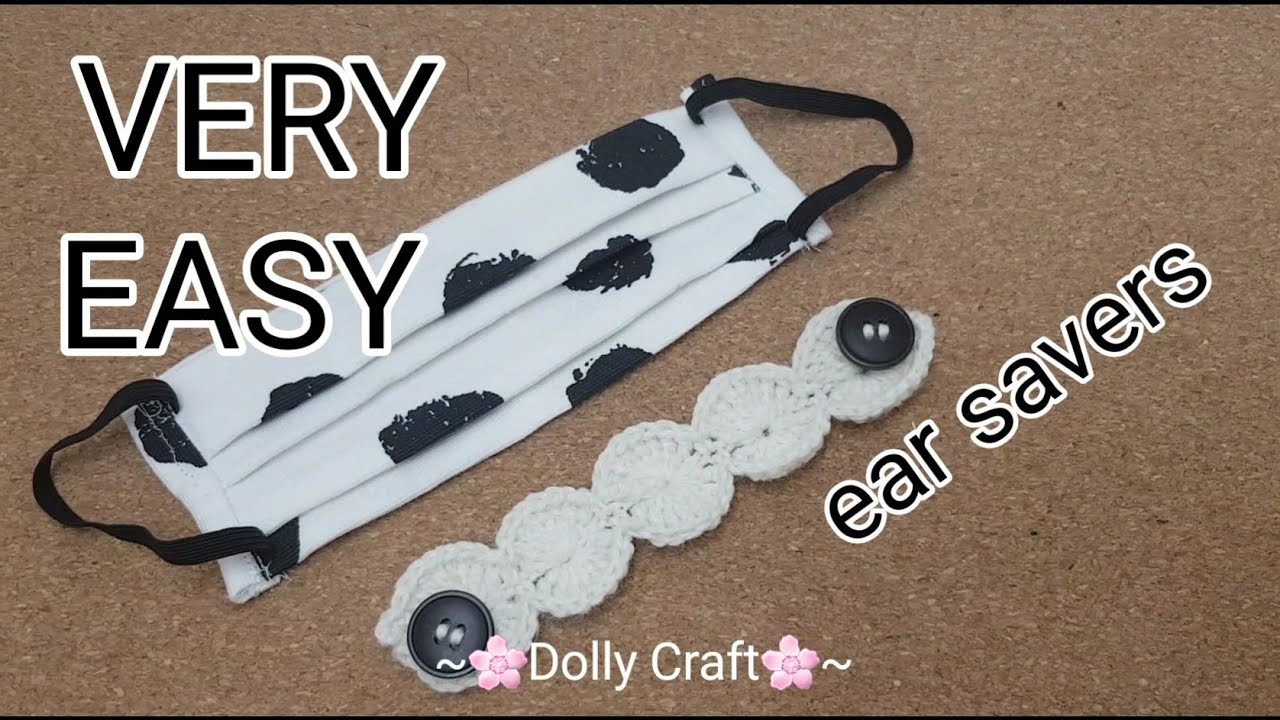 How To Crochet Ear Saver - Band & Adopter For a Face Mask- DIY- TUTORIAL-CRAFT.