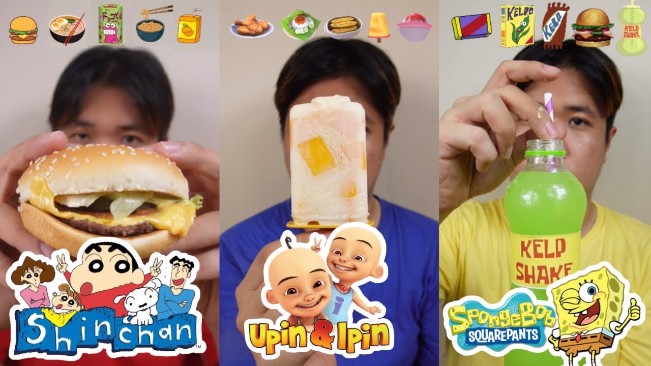 KOMPILASI MUKBANG MAKANAN DI FILM KARTUN SHINCHAN, UPIN & IPIN, DAN SPONGEBOB