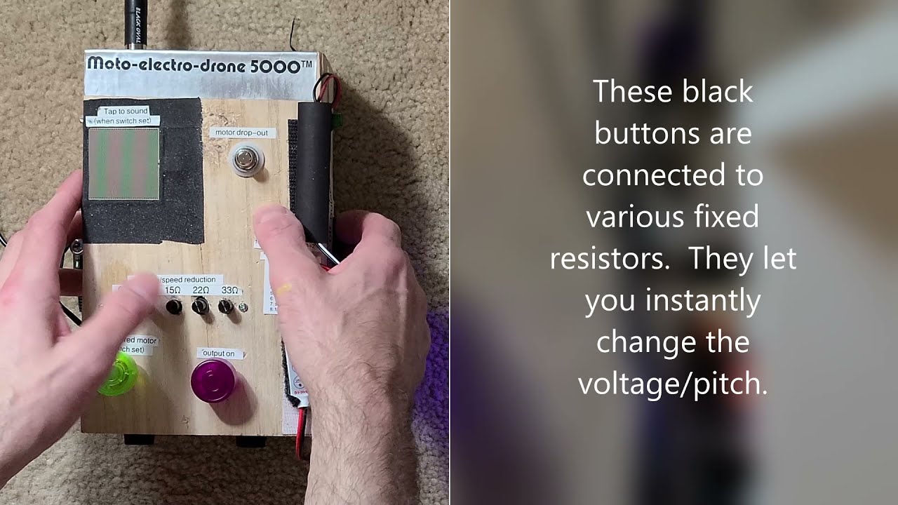 Simple DIY drone synth box using motors and magnets