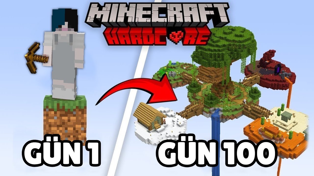 Minecraft'ta TEK BLOKTA 100 Gün ÖLMEDEN Hayatta Kaldım