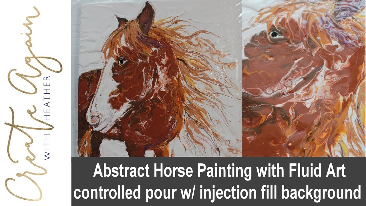 Abstract Acrylic Pour Painting Horse using Controlled Technique
