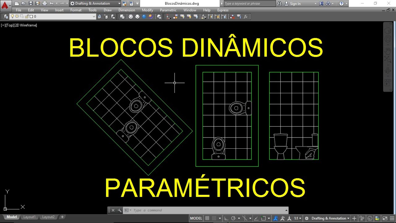 Como criar blocos dinâmicos paramétricos (vaso sanitário) no AutoCAD