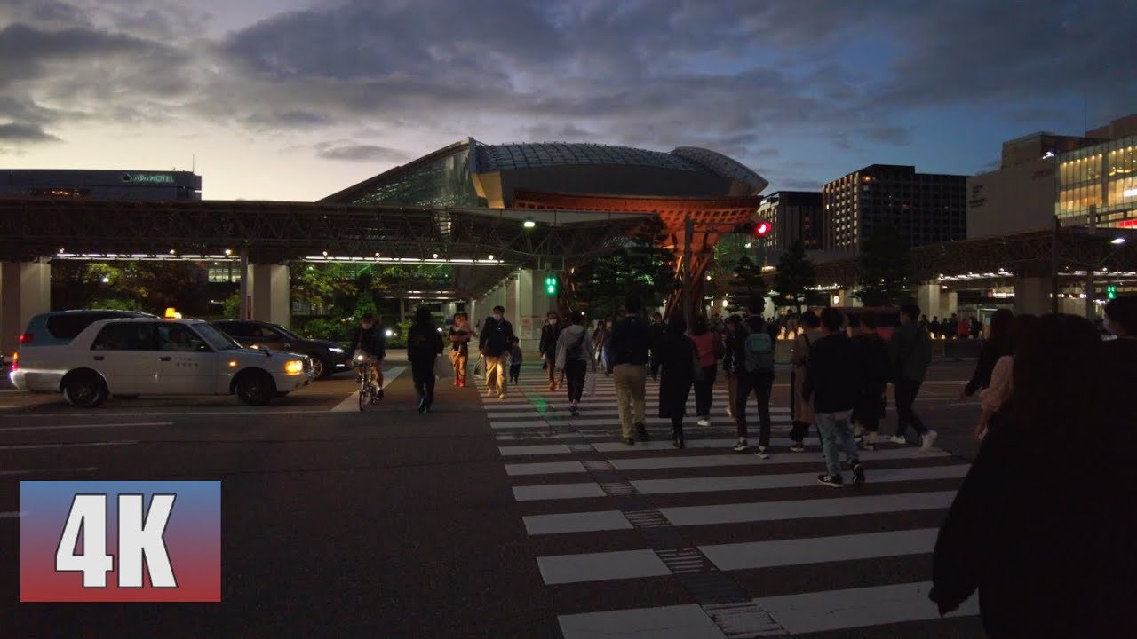4K　Walking around Kanazawa in the evening. Walking along the Asano River.　221008