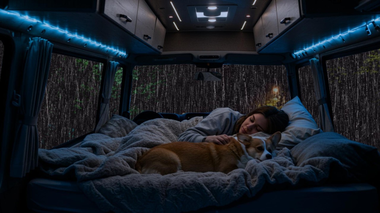 Relaxing Rain & Thunder on Cozy Car ⛈️ Deep Sleep Sounds for Anxiety Relief & Calm Night Ambience