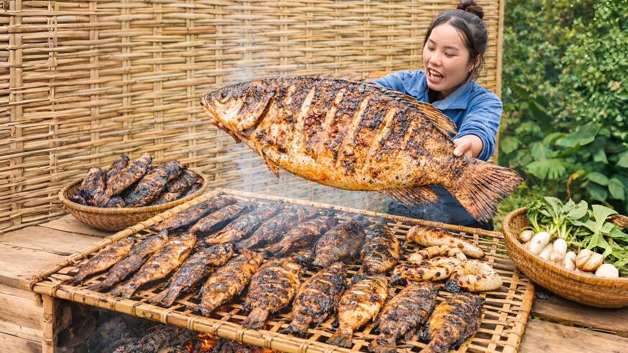 Harvesting 1400kg+ giant daikon radishes & homemade smoked fish to sell, cooking for my family