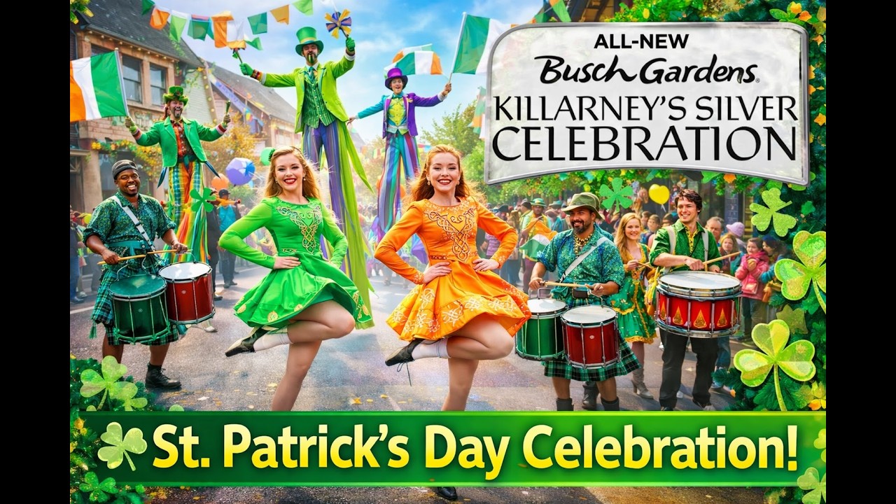 Killarney Village Silver Celebration 🍀 High-Energy Irish Street Party! | Busch Gardens Williamsburg