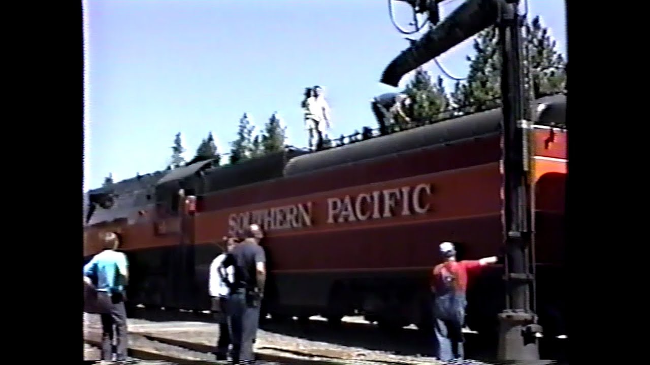 Thirsty girl!  Southern Pacific Daylight 4449 taking water at Black Butte, Ca 1991