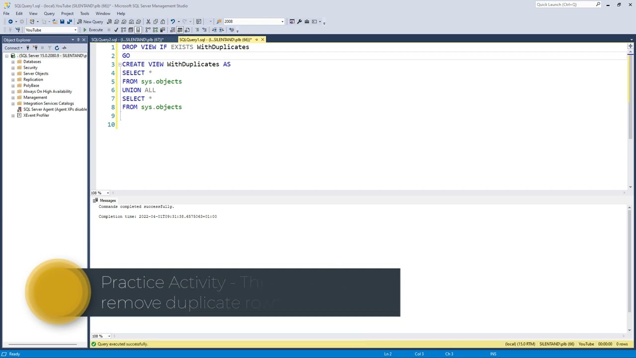 Практическое задание &mdash; удаление повторяющихся строк в SQL Server (тремя разными способами).