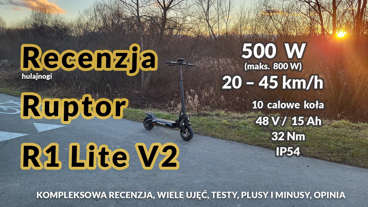 Mega Recenzja hulajnogi Ruptor R1 Lite V2 500 W (maks. 800 W) 45 km/h | Opinia | Plusy/Minusy