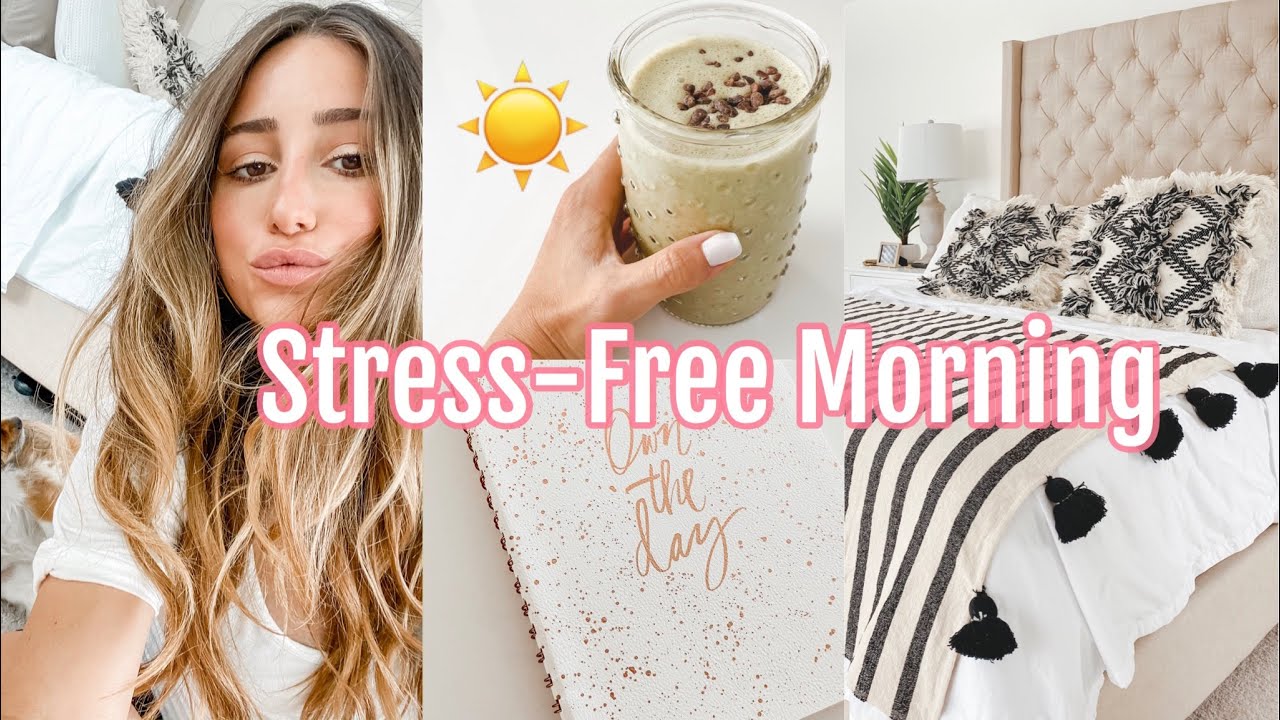MY STRESS FREE MORNING ROUTINE // Mint chocolate chip smoothie!