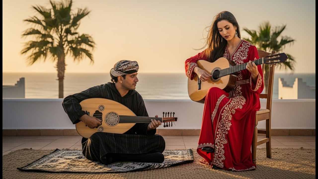 Calm by the Andalusian Coast  Instrumental Arabic Oud & Spanish Guitar