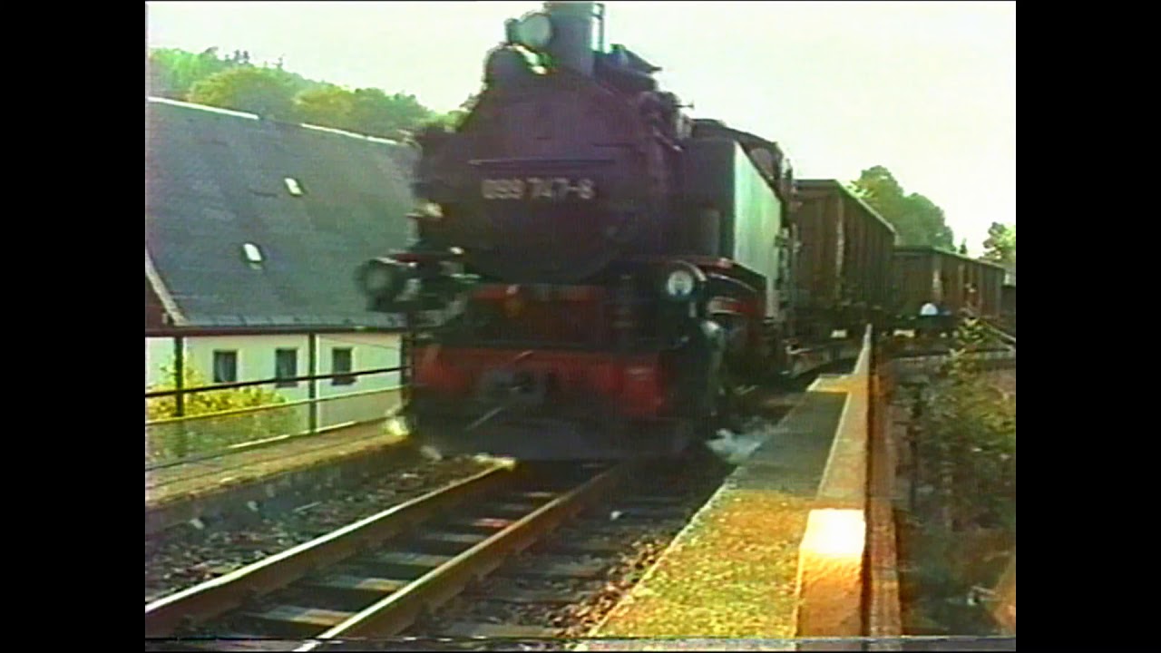 Weißeritztalbahn 1993 Freital H. Kipsdorf mit Rangierbetrieb in Schmiedeberg