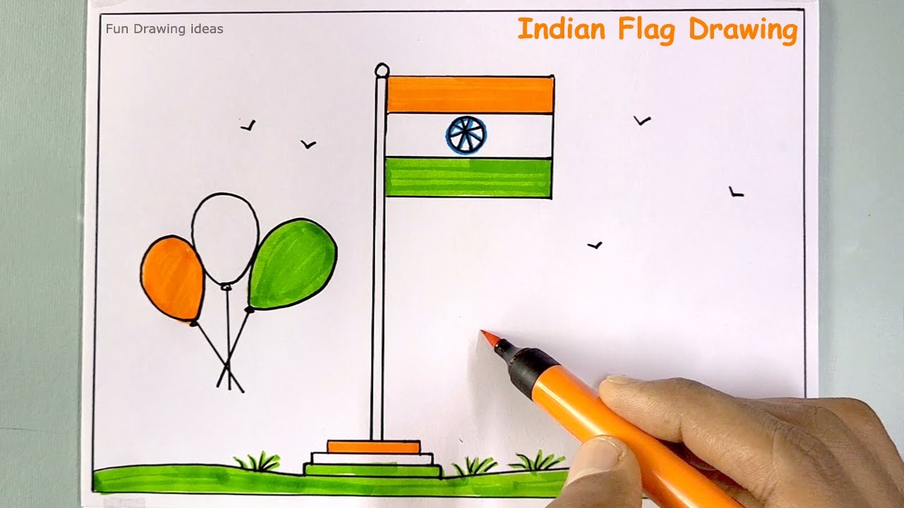 How to Draw Indian Flag easy step by step for Kids  | Indian National Flag drawing | 15 August